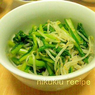 簡単おいしい！もやしと野沢菜のめんつゆおひたし